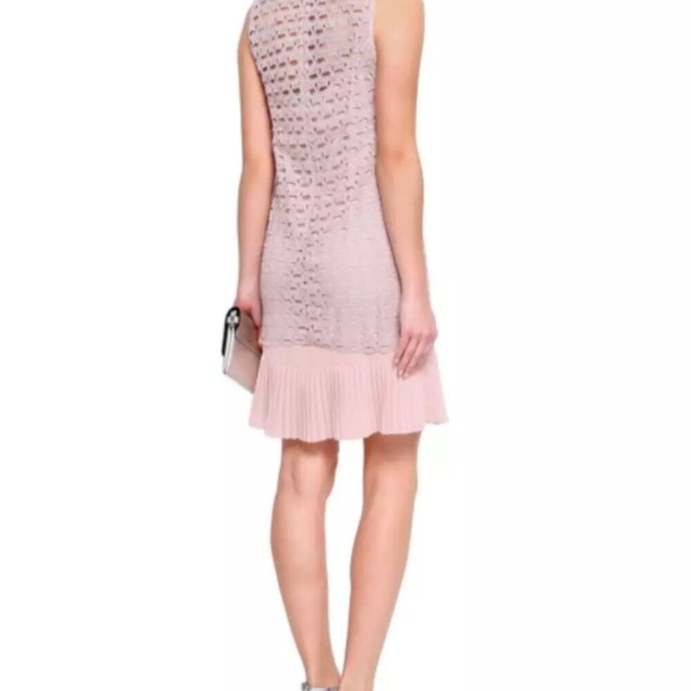 Sandro Pink Embroidered Sleeveless Lace Mini Dress with Plated Hem Size 2 NWT - Picture 10 of 11